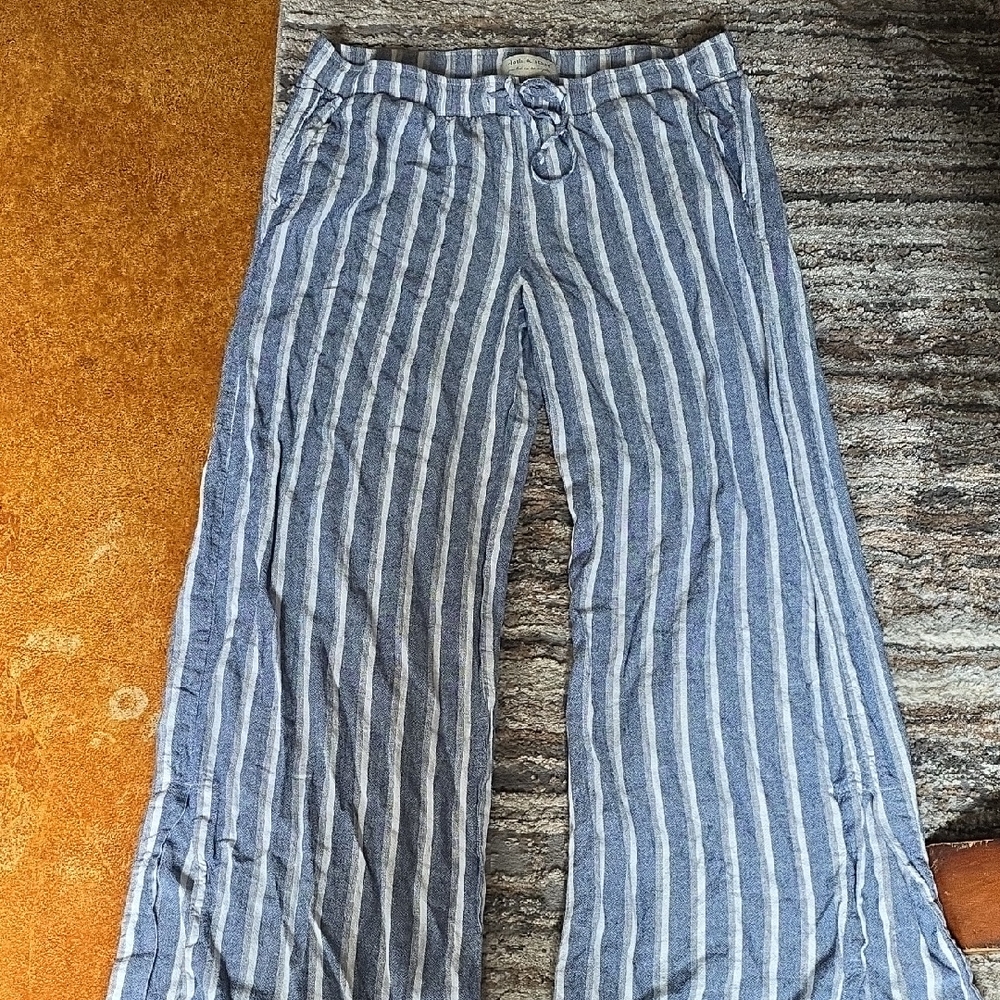 Cloth & Stone Blue Striped Flare Jeans